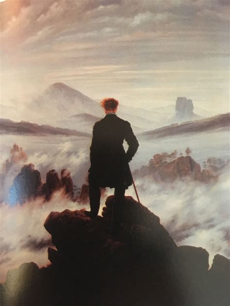 man on a cliff painting
